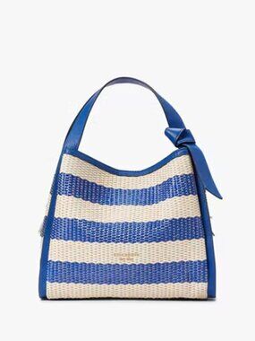 NWT Kate Spade Knott Striped Woven Crossbody Tote Classic Blue Multi